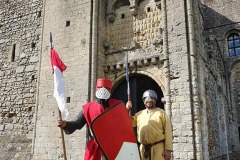 A Knight and Sargeant stand in guard at Castle Rising
